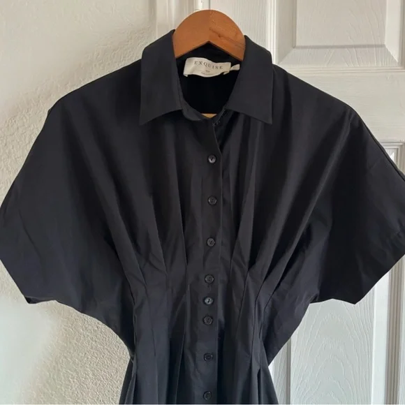 Exquise Anthropologie Black Button-Up Mini Tobie Shirt Dress XS - Picture 9 of 9